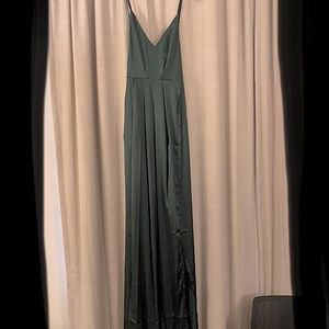 Lulus dark green slit maxi dress